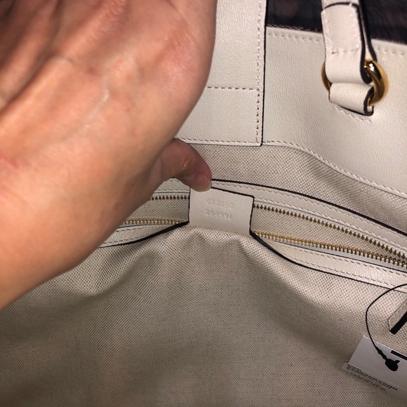 NWT Gucci Horsebit 1955 Large Tote Bag White Leather and Signature Canvas - Picture 13 of 15